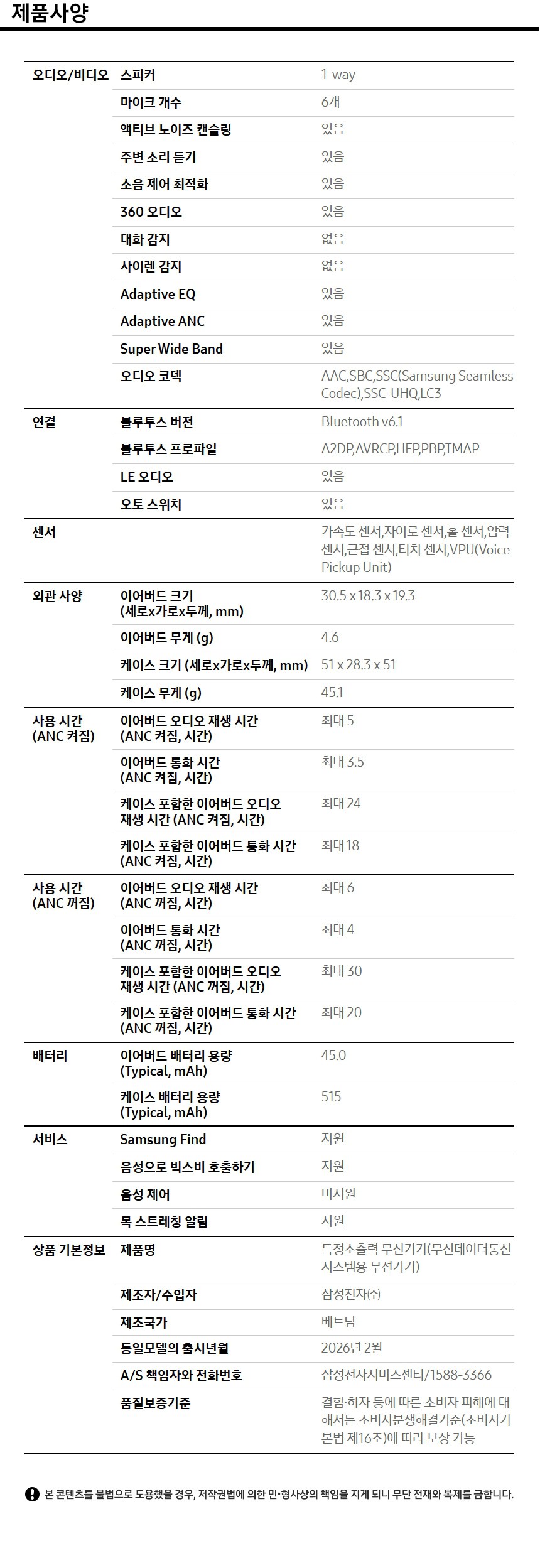 갤럭시 S25+(256GB) + 갤럭시 버즈4 스펙 2