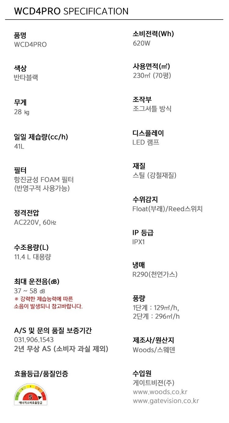 [우즈] 프리미엄 대용량 저온제습기 70평형 스펙 1